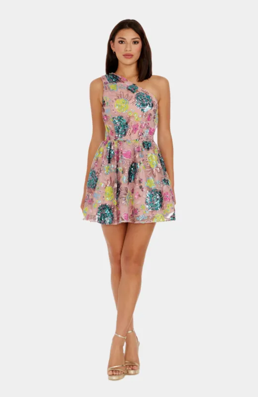 Delaney One Shoulder Fit & Flare Mini Dress sold by Lord & Taylor