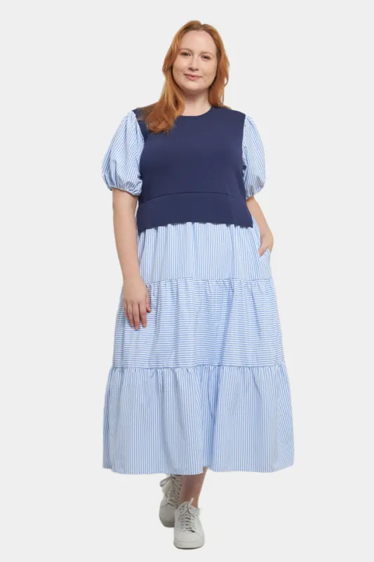 Striped Mixed Media Maxi Dress sold by Lord & Taylor