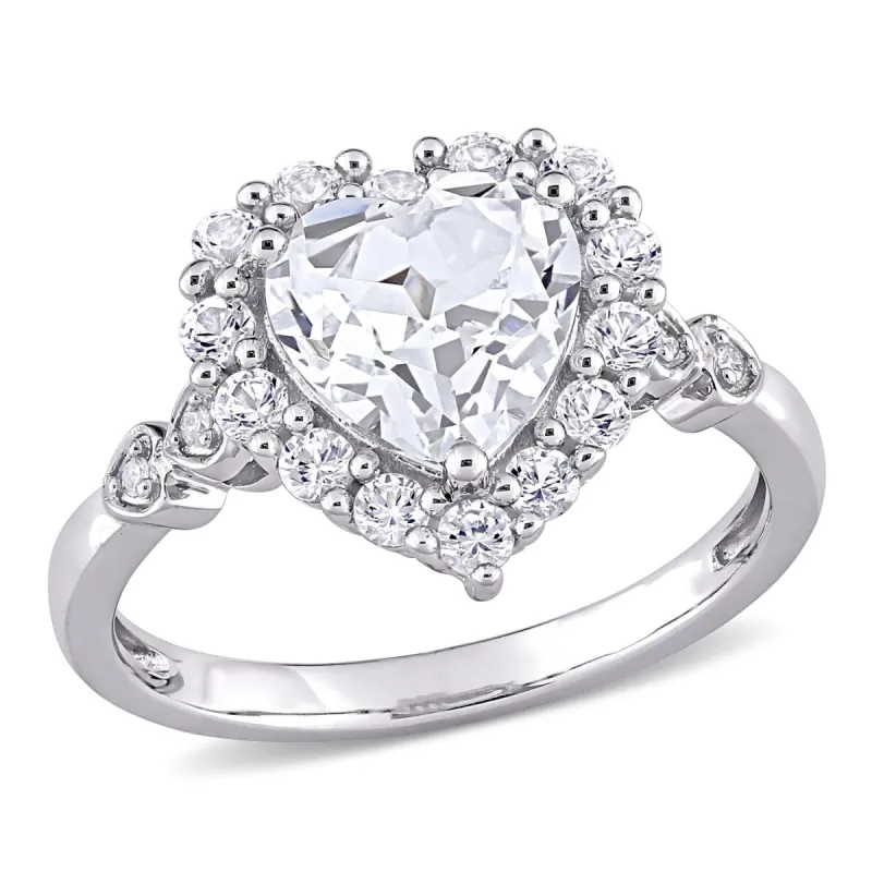 10k White Gold Created White Sapphire and Diamond Accent Ring sold by Lord & Taylor