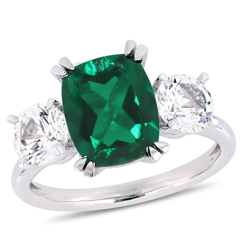 10k White Gold Created Emerald and Created White Sapphire Ring sold by Lord & Taylor