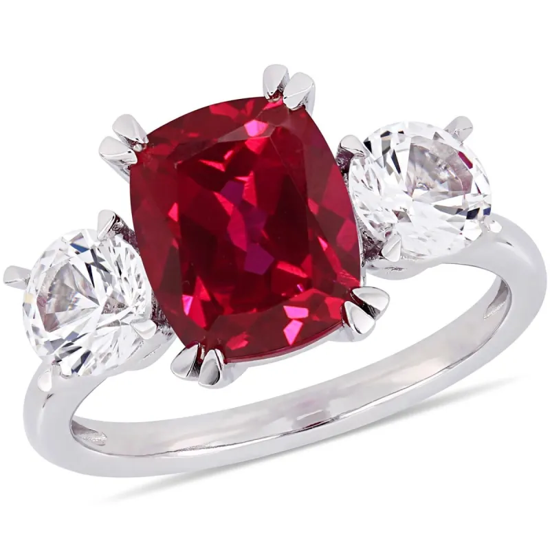 10k White Gold Created Ruby and Created White Sapphire Ring sold by Lord & Taylor