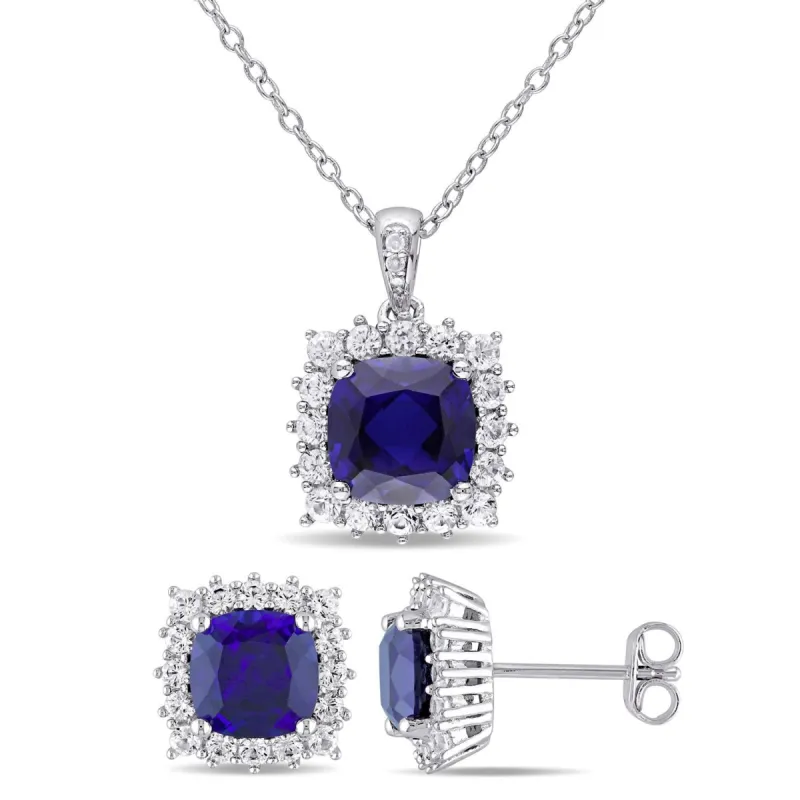 Created Blue and White Sapphire Diamond Accent Earrings & Necklace Set sold by Lord & Taylor