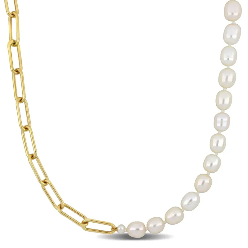 Cultured Freshwater Pearl Oval Link Chain Necklace sold by Lord & Taylor
