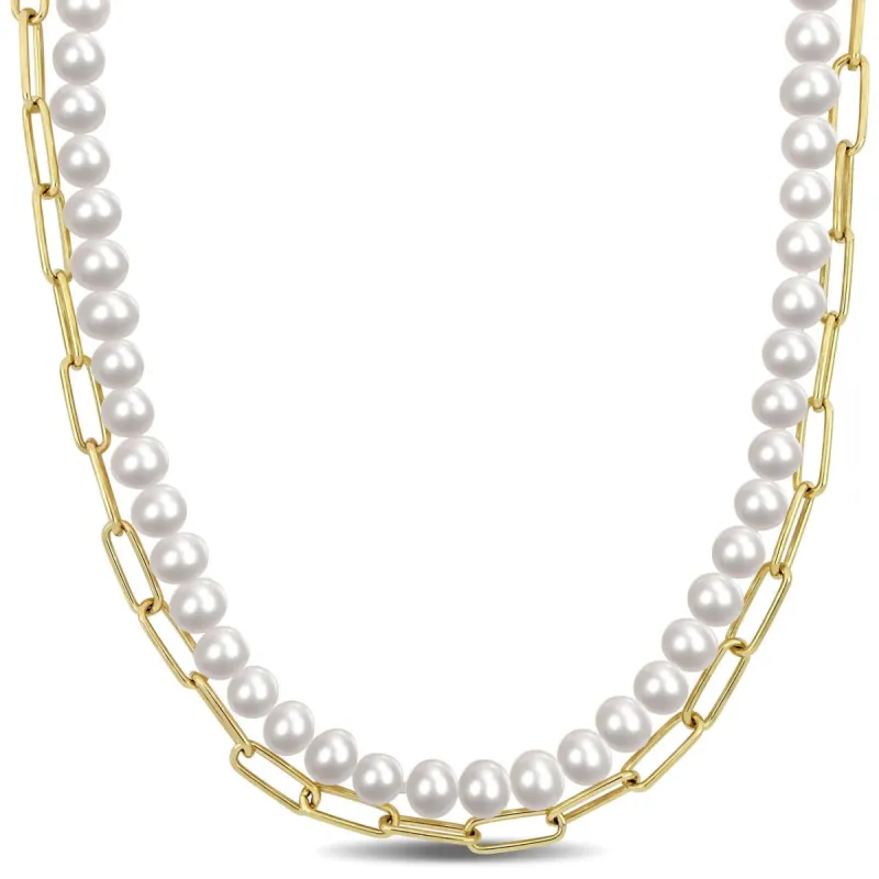 Cultured Freshwater Pearl Link Chain Layered Necklace sold by Lord & Taylor