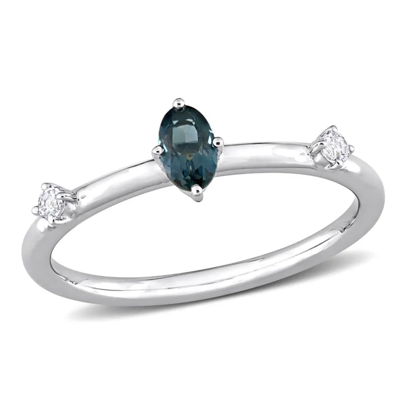 10k White Gold London Blue & White Topaz Stackable Ring sold by Lord & Taylor