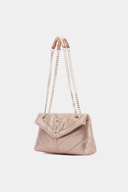 BELZERC METALLIC RHINESTONE SHOULDER BAG made by Steve Madden