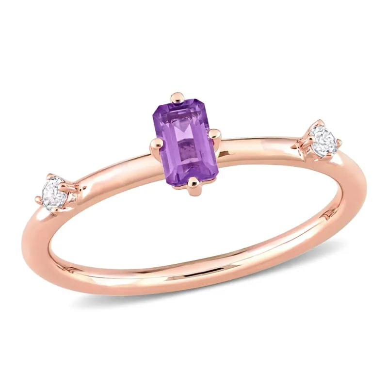 10k Rose Gold Amethyst & White Topaz Stackable Ring sold by Lord & Taylor
