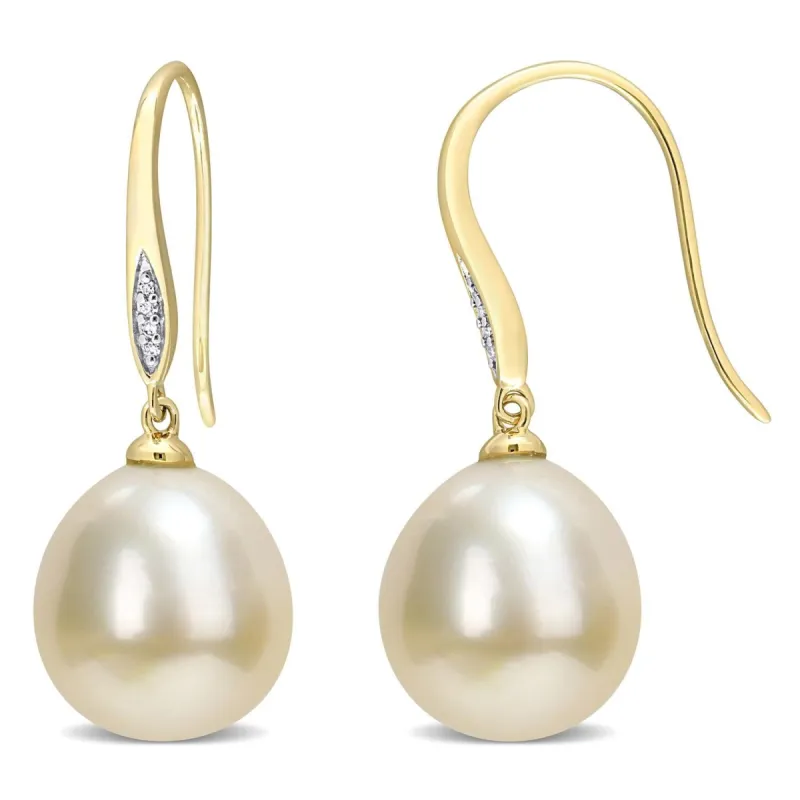 10k Yellow Gold South Sea Pearl & Diamond Accent Earrings sold by Lord & Taylor