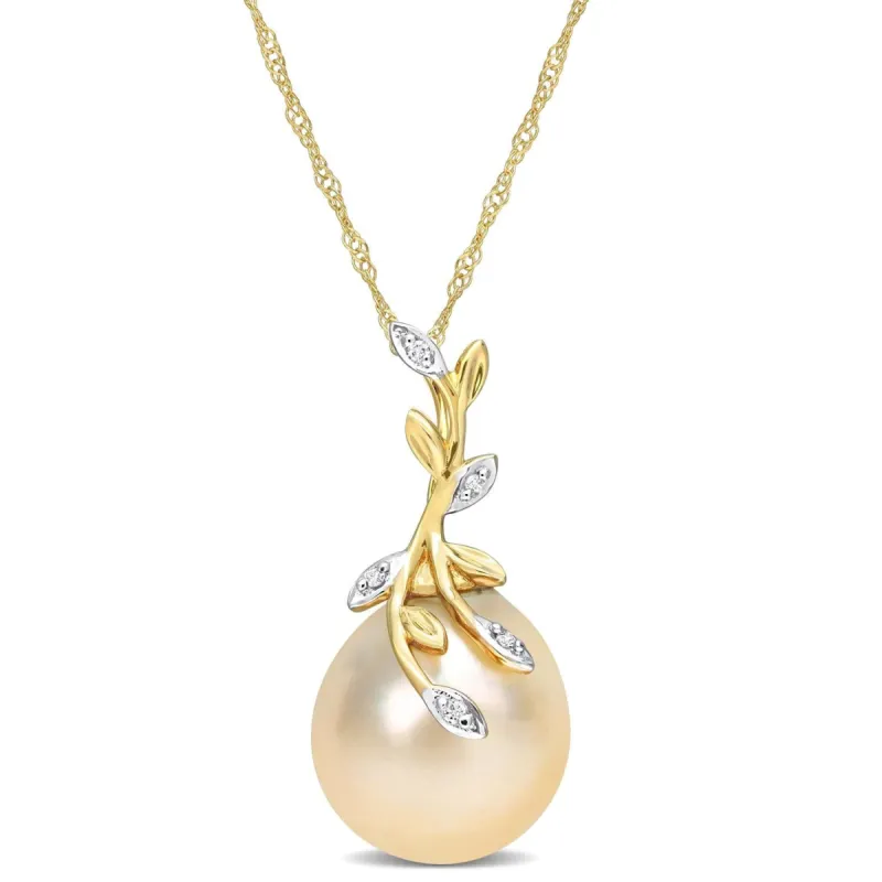 14k Yellow Gold Golden Cultured Pearl & Diamond Accent Necklace sold by Lord & Taylor