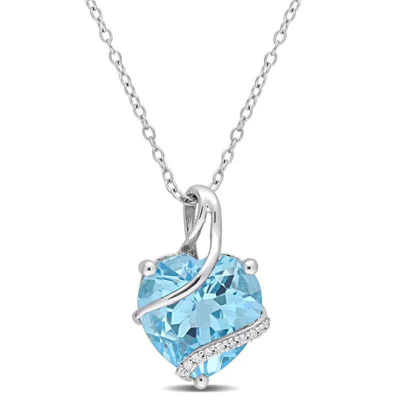 Blue Topaz & Diamond Accent Heart Necklace sold by Lord & Taylor