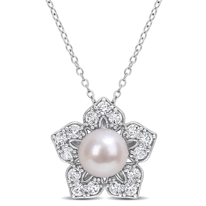 Cultured Pearl and Lab-Created White Sapphire Necklace sold by Lord & Taylor