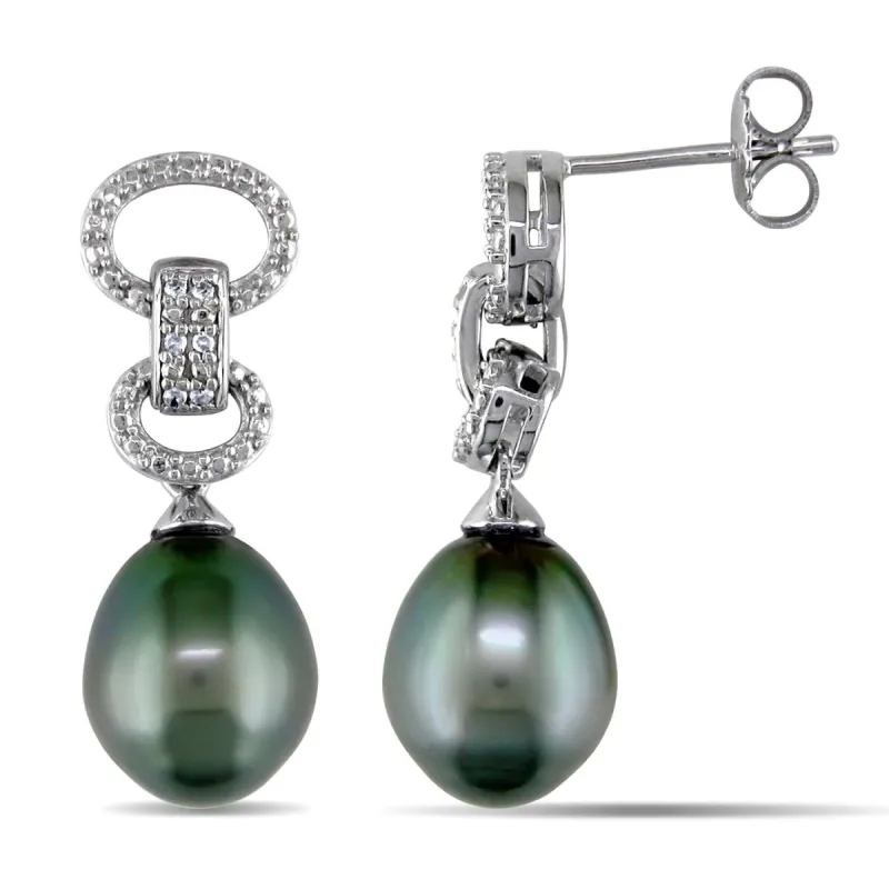 Tahitian Cultured Pearl and Diamond Earrings sold by Lord & Taylor