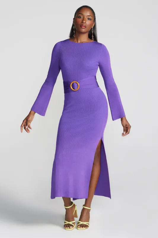 Long Sleeve Ribbed Maxi Sweater Dress With Wooden Buckle Belt sold by Lord & Taylor