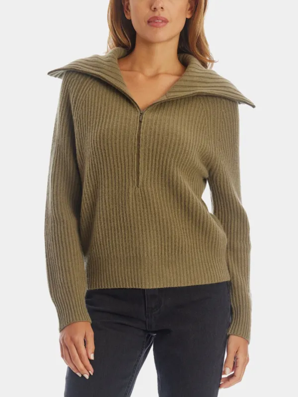 Tori Fisherman Zip Up Cashmere Pullover sold by Lord & Taylor