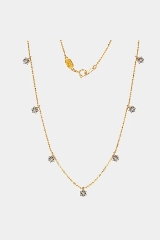 Flower Station Diamond Necklace With Cut Ball Chain sold by Lord & Taylor