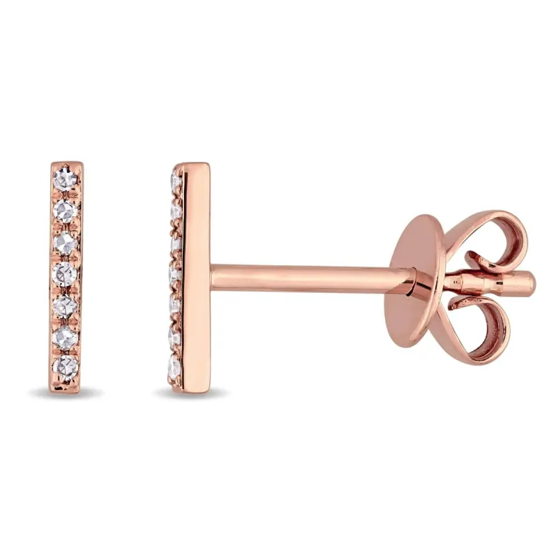 14k Rose Gold Diamond Bar Earring sold by Lord & Taylor