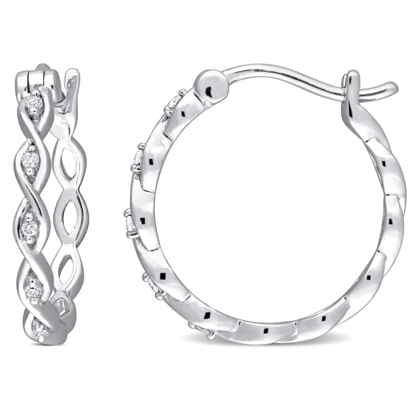 10k White Gold Diamond Hoop Earrings sold by Lord & Taylor