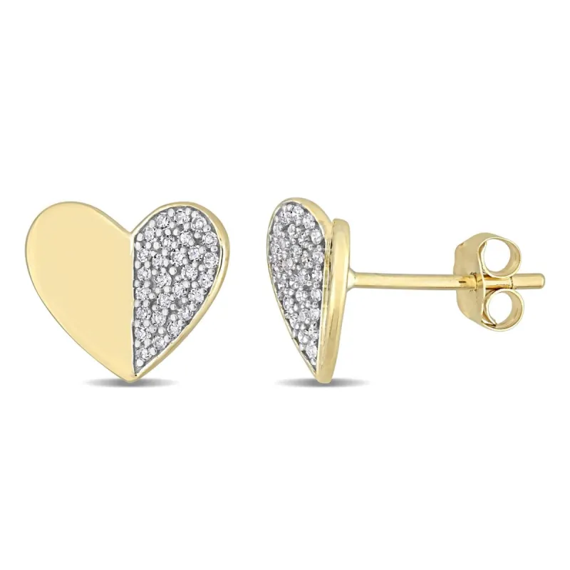 10k Yellow Gold Diamond Heart Earrings sold by Lord & Taylor