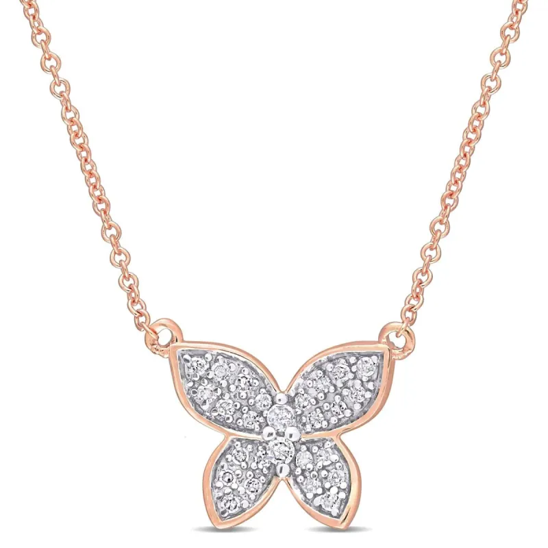 10k Rose Gold Diamond Butterfly Necklace sold by Lord & Taylor