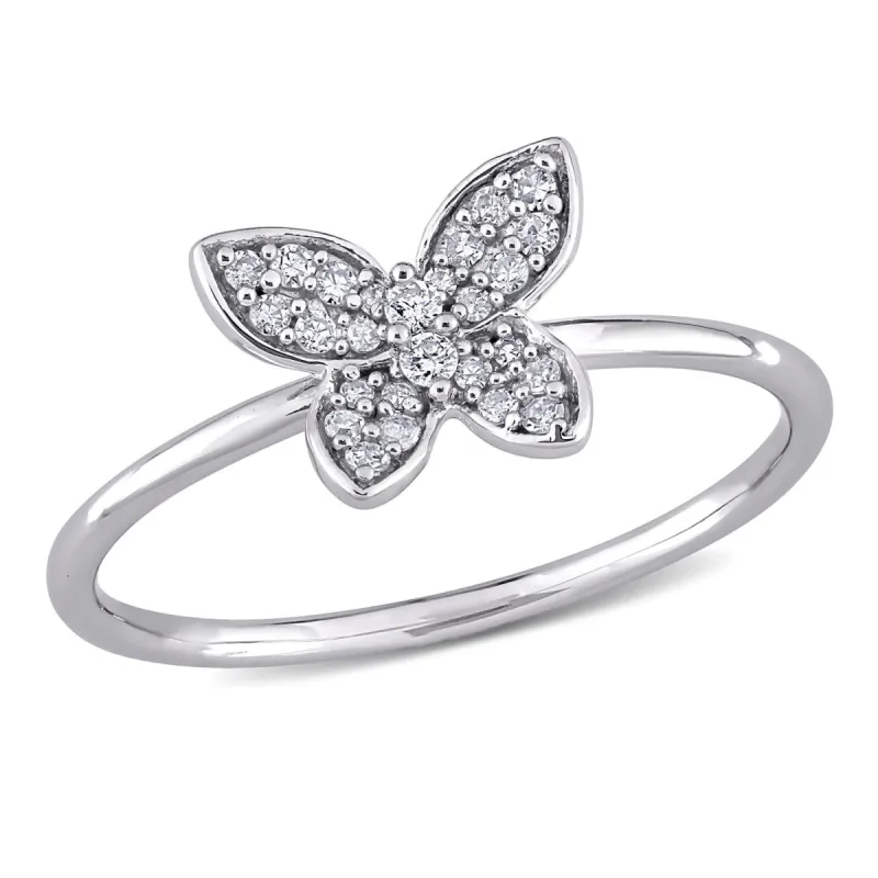 10k White Gold Diamond Butterfly Ring sold by Lord & Taylor