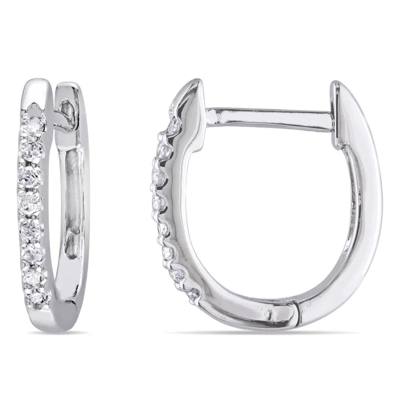 10k White Gold Diamond Hoop Earrings sold by Lord & Taylor