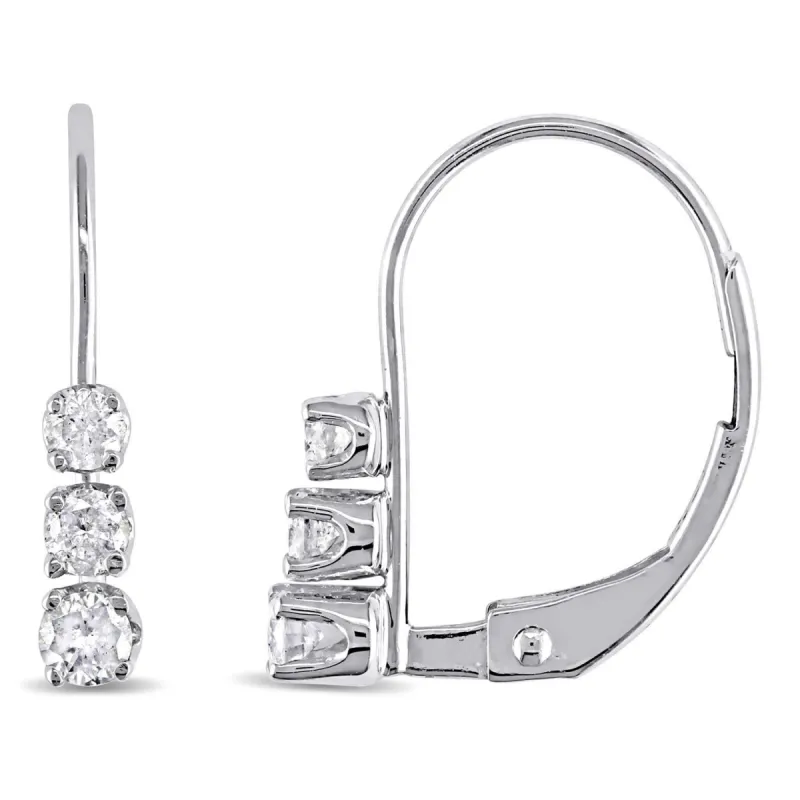 14k White Gold Diamond 3-Stone Earrings sold by Lord & Taylor