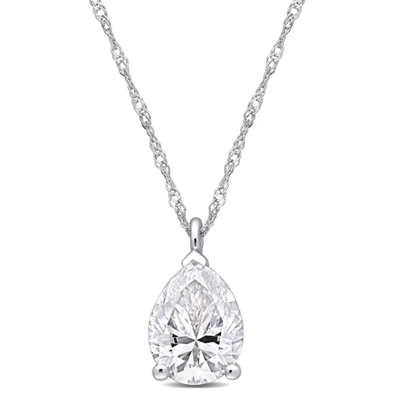 10k White Gold Created Moissanite Necklace sold by Lord & Taylor