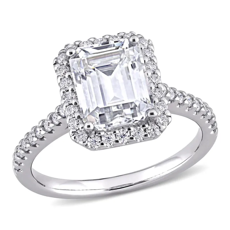 10k White Gold Moissanite Emerald-Cut Ring sold by Lord & Taylor