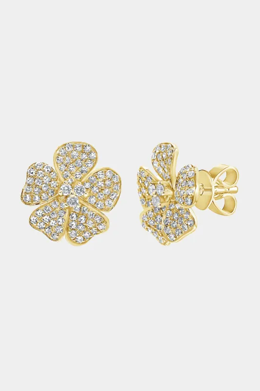 14K Gold and Diamond Flower Stud Earrings sold by Lord & Taylor