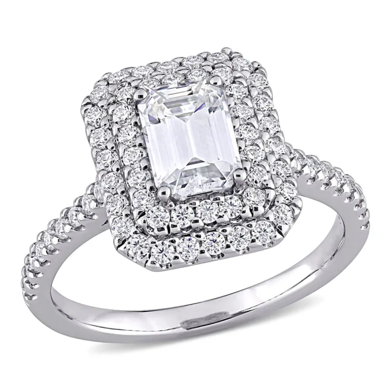 10k White Gold Moissanite Emerald-Cut Ring sold by Lord & Taylor