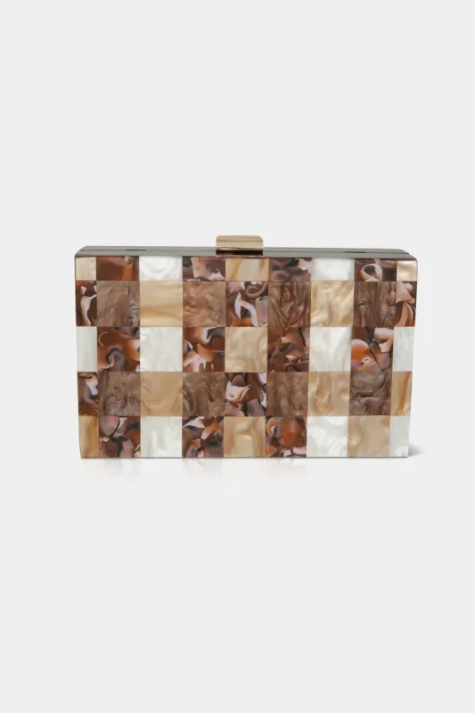 Hadley Checkered Pattern Acyrlic Box Clutch sold by Lord & Taylor