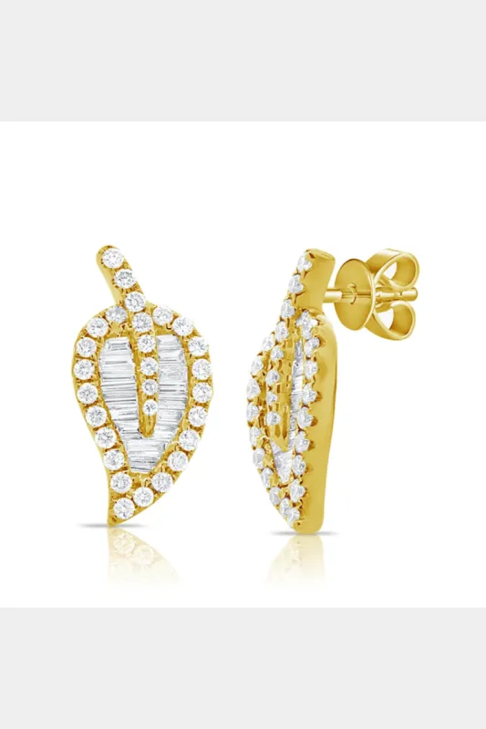 14K Gold Diamond Leaf Stud Earrings sold by Lord & Taylor