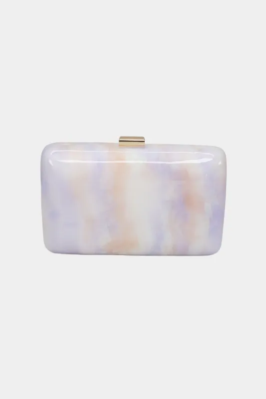 Lumi Iridescent Acrylic Minaudiere Bag sold by Lord & Taylor