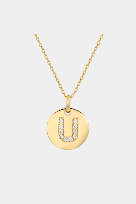 Yellow Sterling Silver Cubic Zirconia Letter Initial Disc Pendant Necklace sold by Lord & Taylor