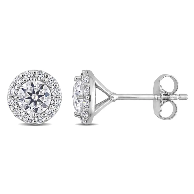 Moissanite Halo Stud Earrings sold by Lord & Taylor