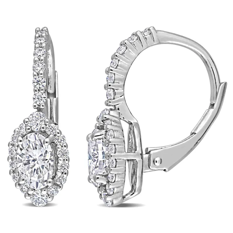 Moissanite Oval Halo Earrings sold by Lord & Taylor