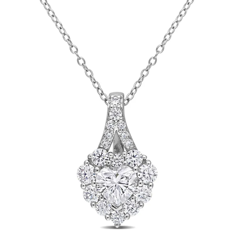Moissanite Heart Halo Pendant Necklace sold by Lord & Taylor