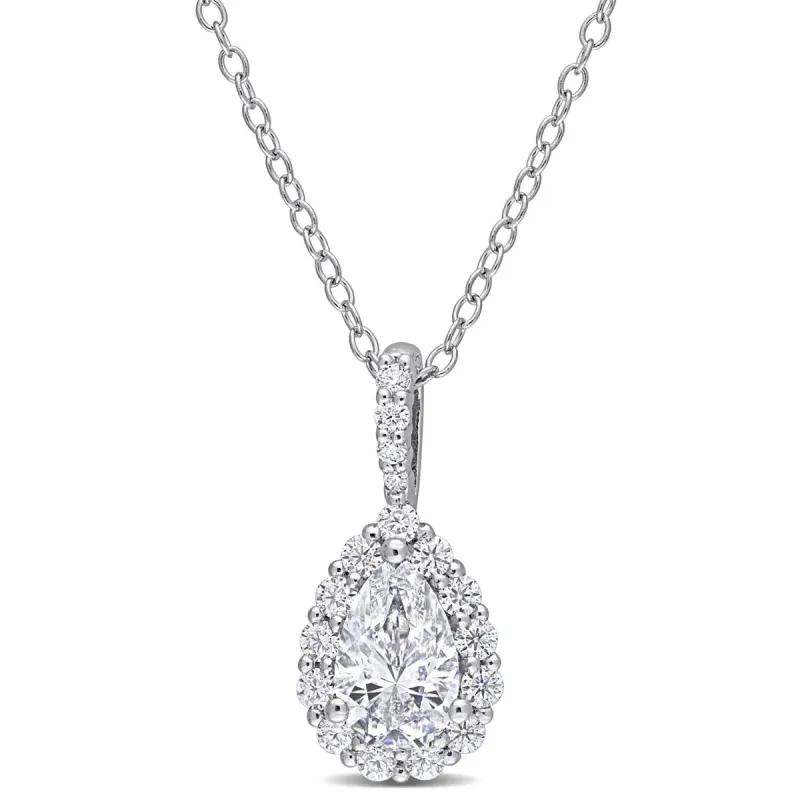 Moissanite Pear Halo Pendant Necklace sold by Lord & Taylor