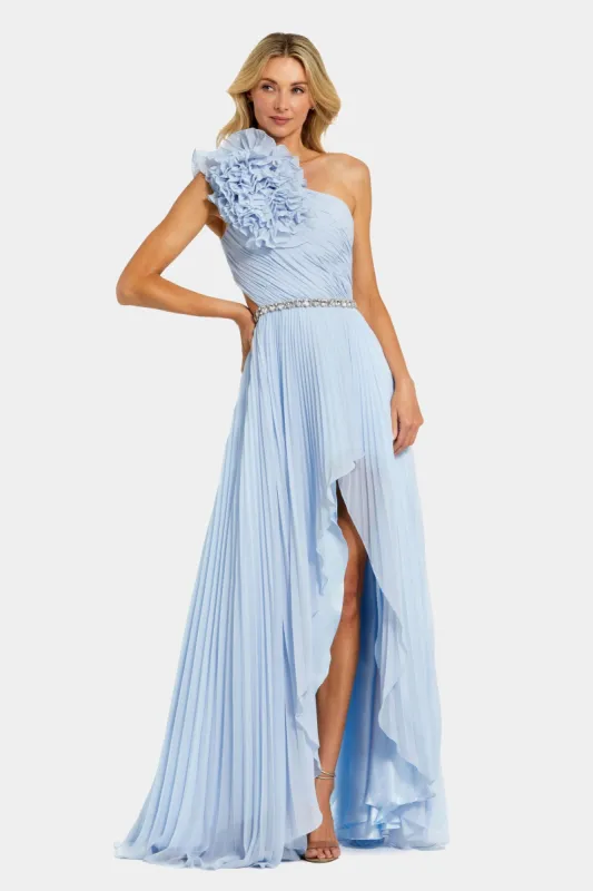 Ruffle Detail One Shoulder Side Slit Gown sold by Lord & Taylor