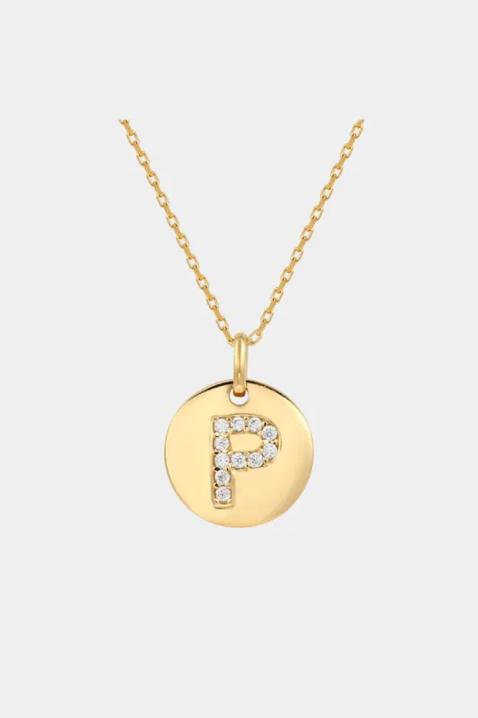 Yellow Sterling Silver Cubic Zirconia Letter Initial Disc Pendant Necklace sold by Lord & Taylor