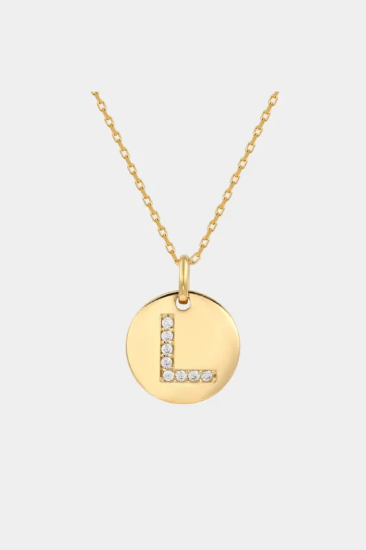Yellow Sterling Silver Cubic Zirconia Letter Initial Disc Pendant Necklace sold by Lord & Taylor