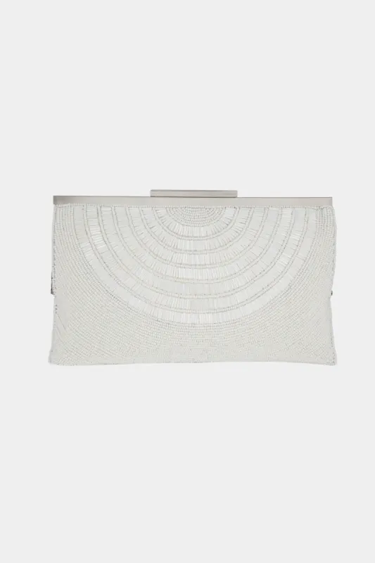 Clover White Half Moon Top Frame Clutch sold by Lord & Taylor
