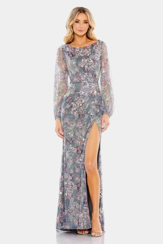 Embellished Illusion Long Sleeve Faux Wrap Gown sold by Lord & Taylor