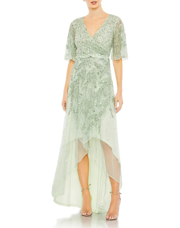 Sequined Butterfly Sleeve High Low Gown sold by Lord & Taylor