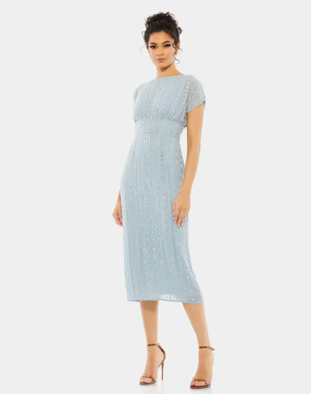 Beaded Cap Sleeve Column Midi Dress sold by Lord & Taylor