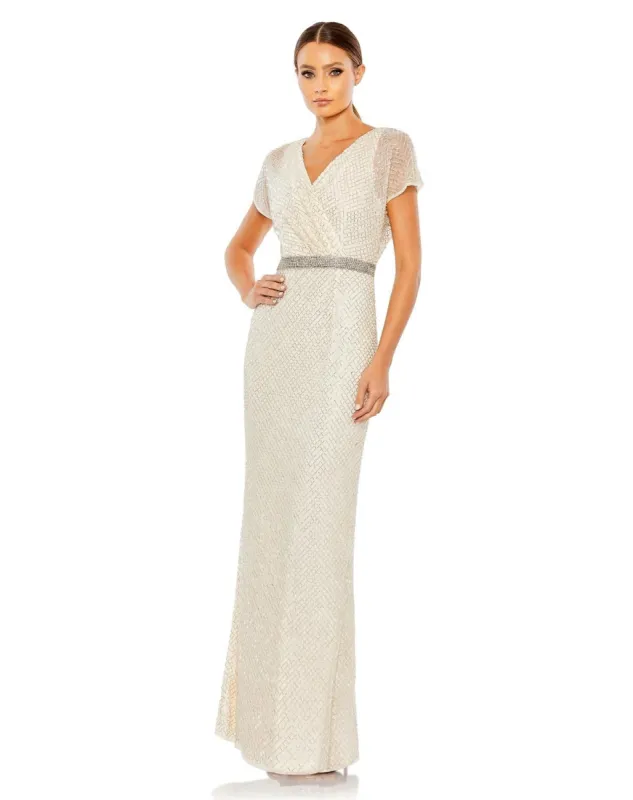 Beaded Butterfly Sleeve Column Gown sold by Lord & Taylor