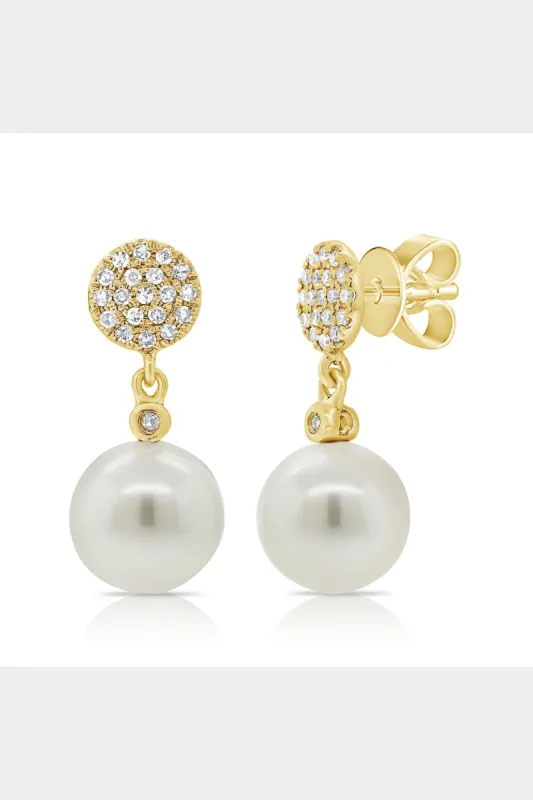 14K Gold Pearl & Diamond Dangle Earrings sold by Lord & Taylor