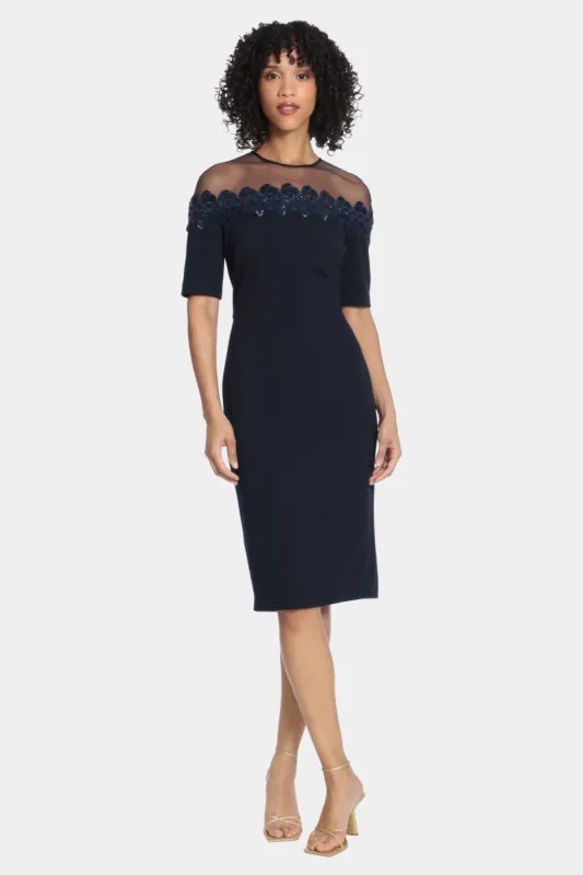 Midi Dress With Mesh Top And Beaded Trim sold by Lord & Taylor
