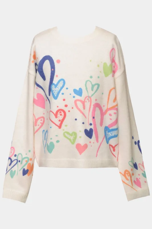 Girls All Over Heart Print Sweater sold by Lord & Taylor