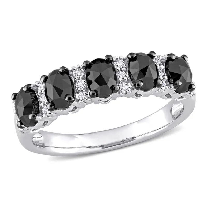 10k White Gold Black Diamond and Moissanite Ring sold by Lord & Taylor
